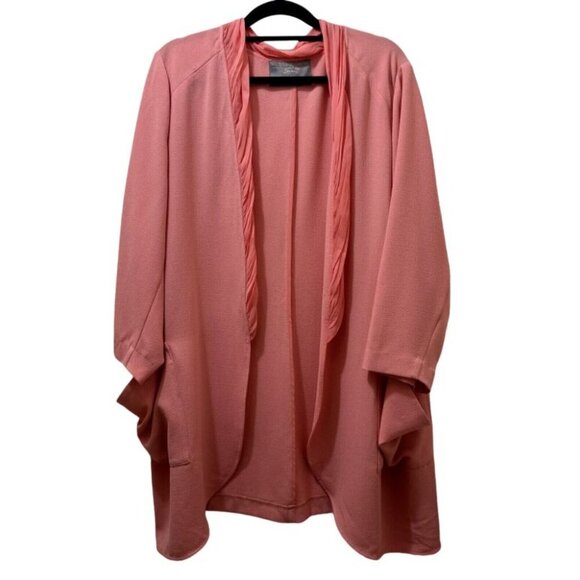 2/$30 Melissa McCarthy Seven 7 Open Front Blazer Jacket 3X Coral Pink Office - Picture 1 of 11